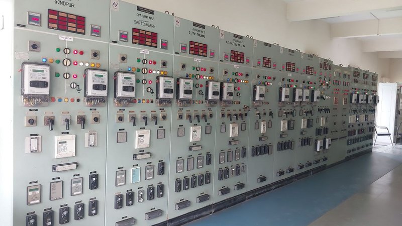 Substation control room relay and metering panel line-up
